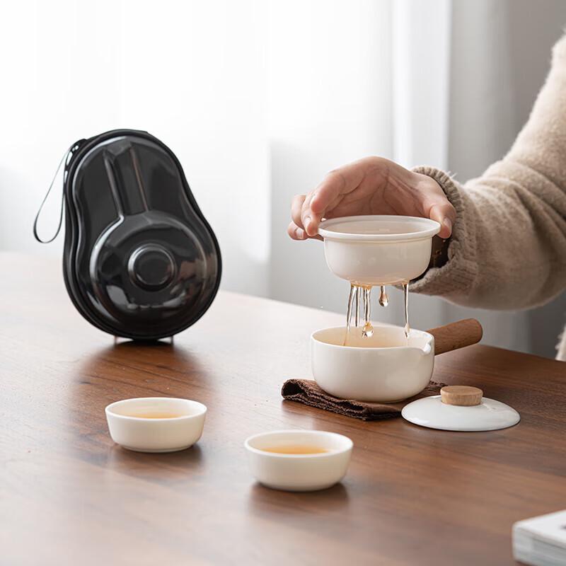Mutton Fat Jade Porcelain Portable Tea Set