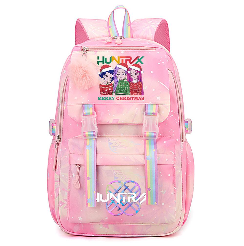 Cartoon Weihnachten KPop Dämonenjäger Bedruckter Rucksack mit großem Fassungsvermögen, wasserdicht, für Teenager, Schüler, Mädchen, Jungen, Schultasche, Bücherrucksack, Damen, wasserdichte Reisetasche