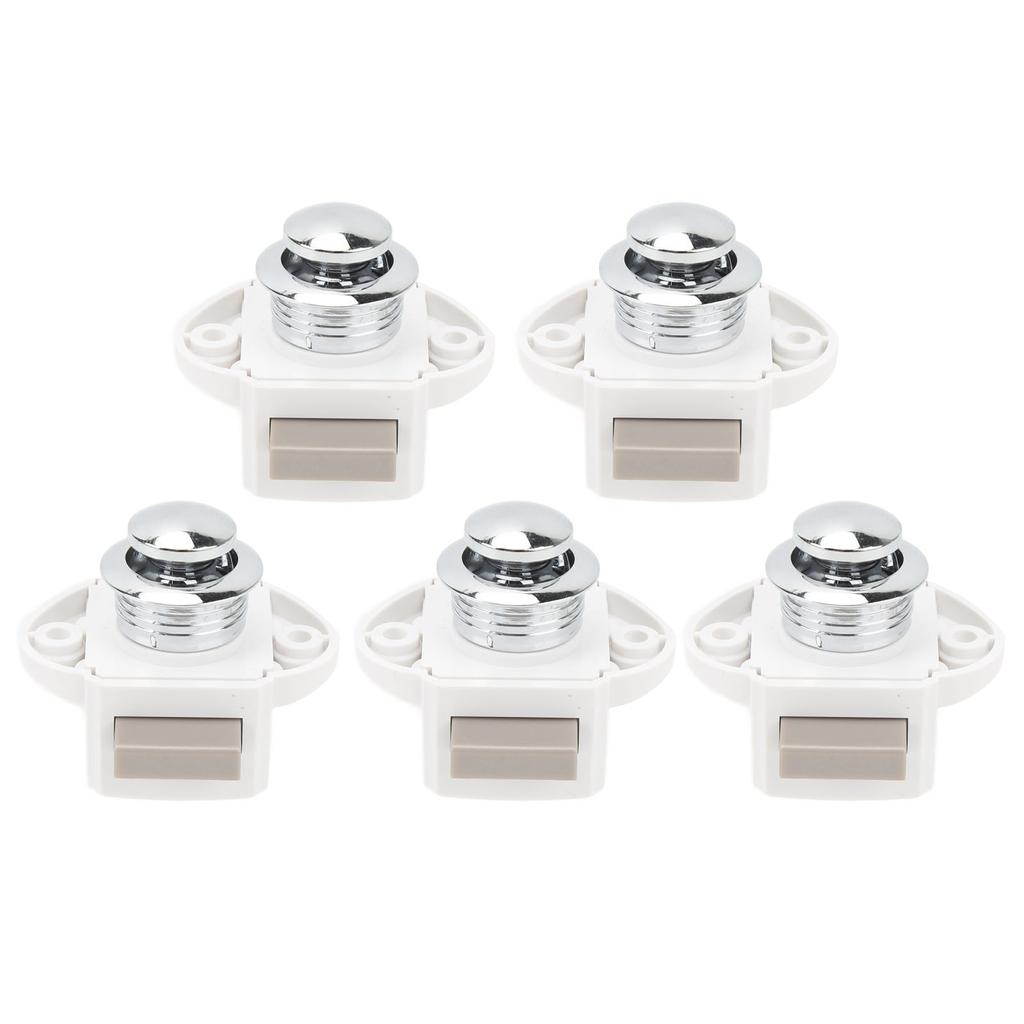 5 Pcs Push Button Latch Zinc Alloy Keyless Cupboard Locks for 14‑16mm Door Thickness