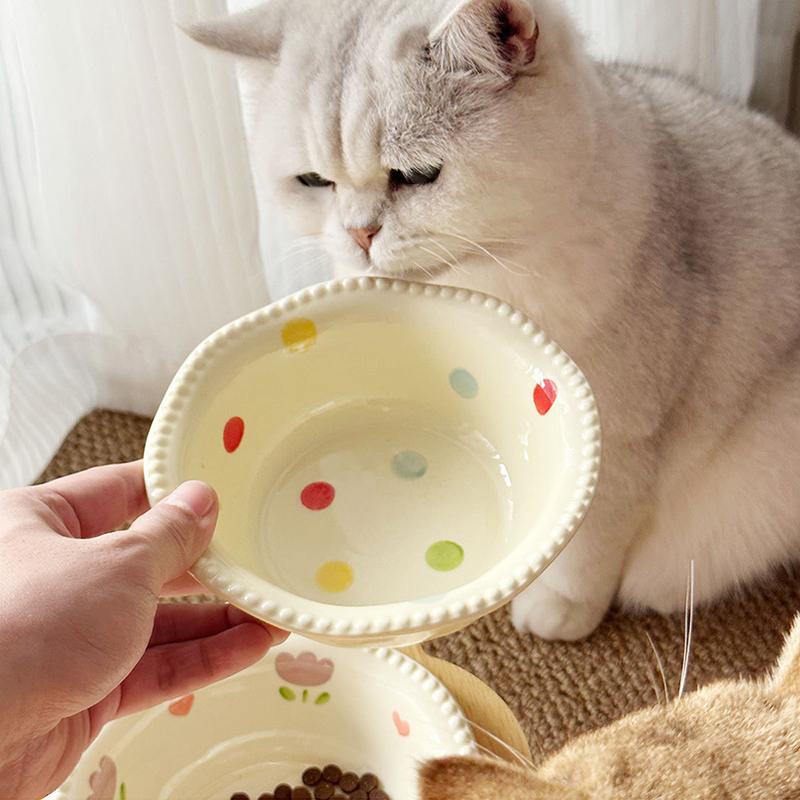 Ceramic Pet Cat Bowl Pet Drinking Water Feeding Bowl Ceramics Cat Food Dog Food Utensils Cat Dog Pet Supplies Accessories
