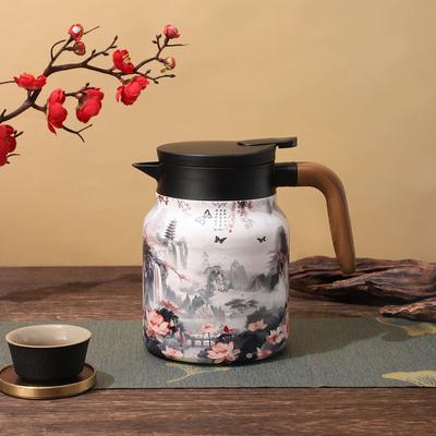 1000ml Floral Pattern Teapot with Lid Vintage Floral Tea Kettle Built-in Infuser Tea Separation Water Bottle for Hot Drinks