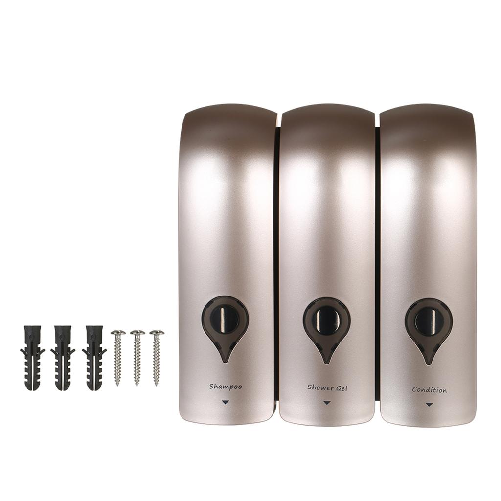 Manual Soap Dispenser 3 Chamber X 300mlCelsius 10.2oz Wall Mounted Liquid Shampoo Box Shower Gel Hand Soap Dispensers for Kitchen Bathroom