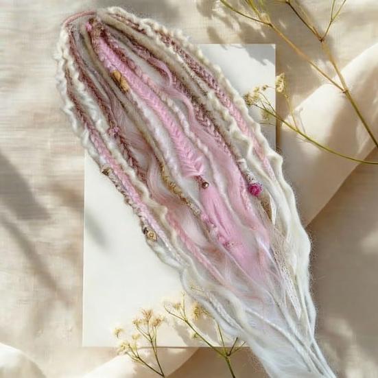 Boho Gevlochten Paardenstaart Verlenging met Haarelastiek Lichtgewicht Hand-gevlochten Vlechten Haarverlengingen Vrouwen Mannen Lang Viking Dreadlock Kralen Paardenstaart Verlenging