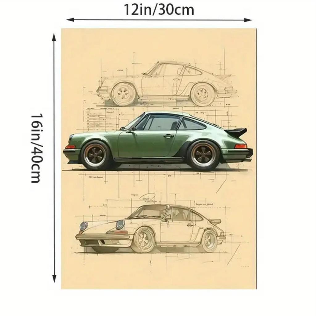 Modern Sports Car Racing Canvas Poster with Pine Frame - Home Decor