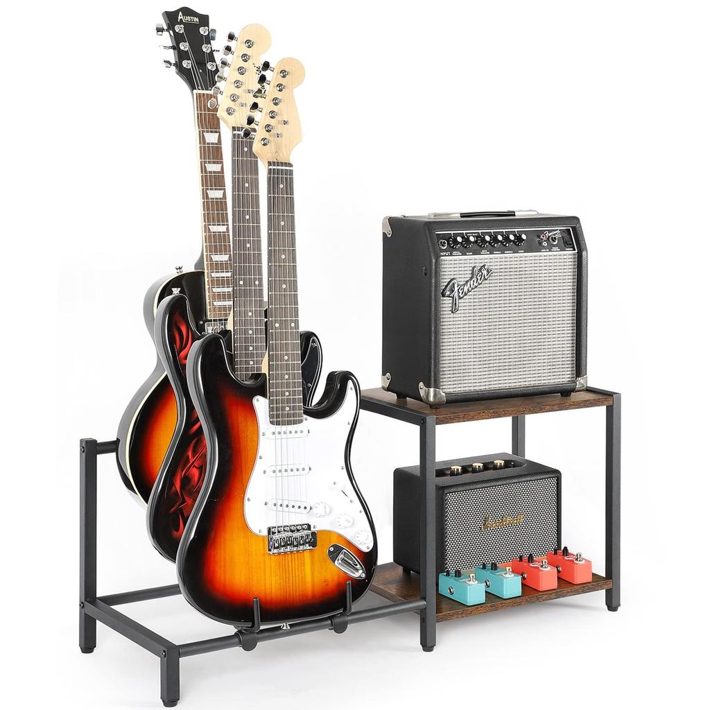 Durable, Multi-Functional Storage Stand for Acoustic Guitar, Ukulele, Electric Guitar, Bass, Wind Instruments, and Record Players. Universal Display