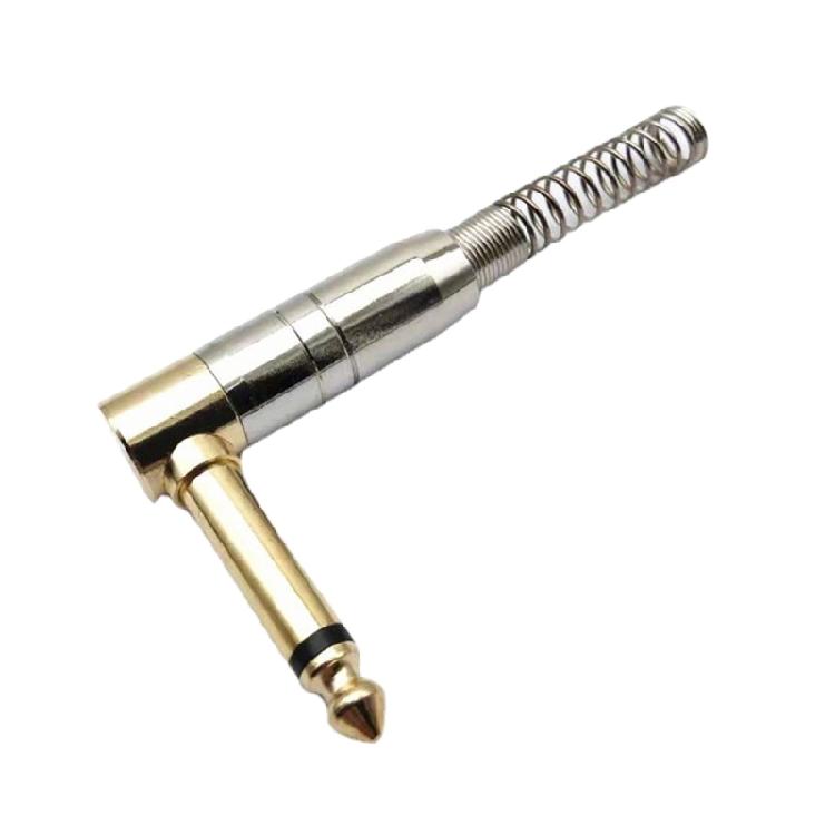 

Professional 6.35mm 1/4 AUX Adapter Right Angle Spring AUX Plug Male Mono Connector for Mixers, Amplifiers срібний
