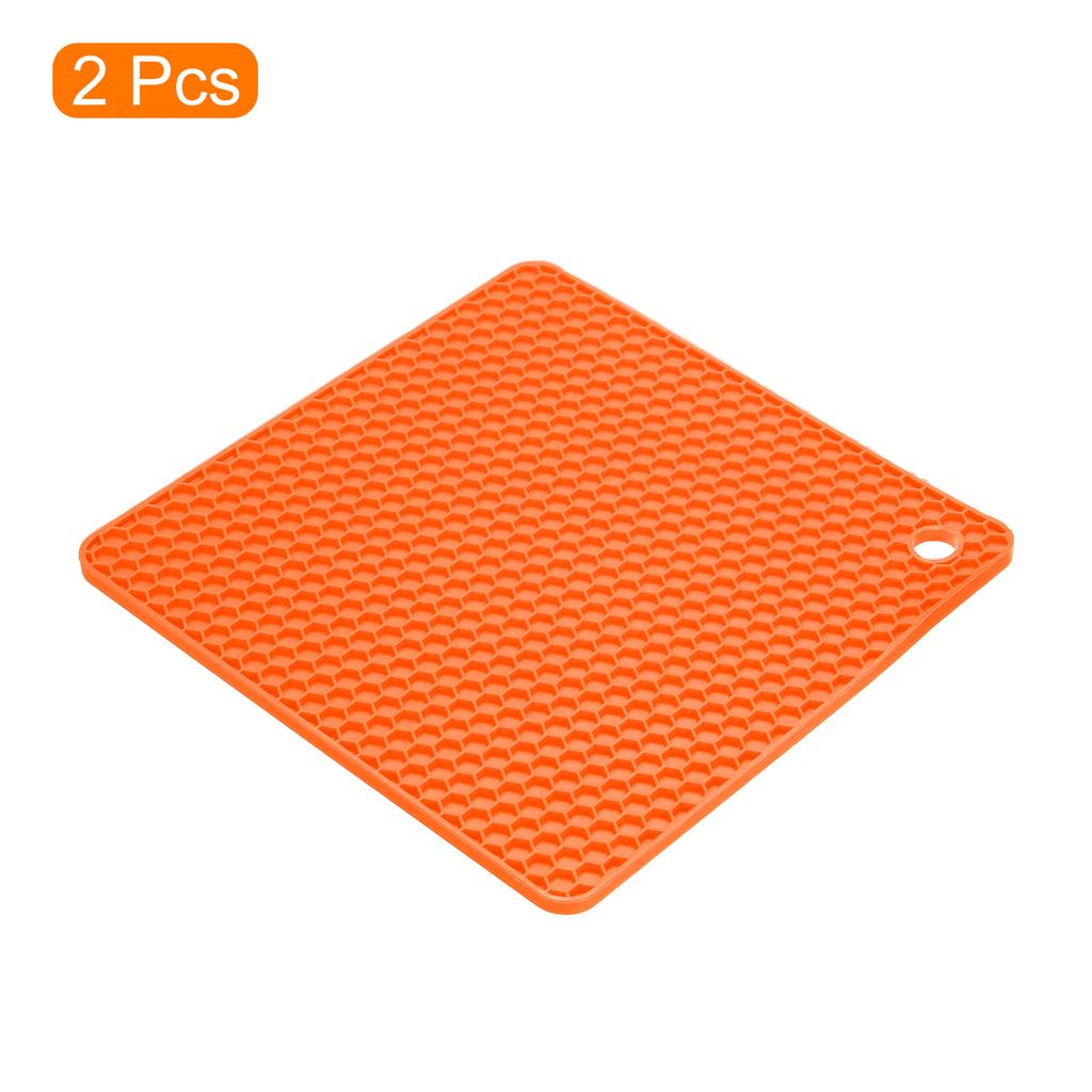 2pcs Uxcell Dish Drying Mat Set 18 X 18 Cm Silicone Reusable Drain Pad Heat Resistant Suitable for Kitchen Counter Fridge Drawer