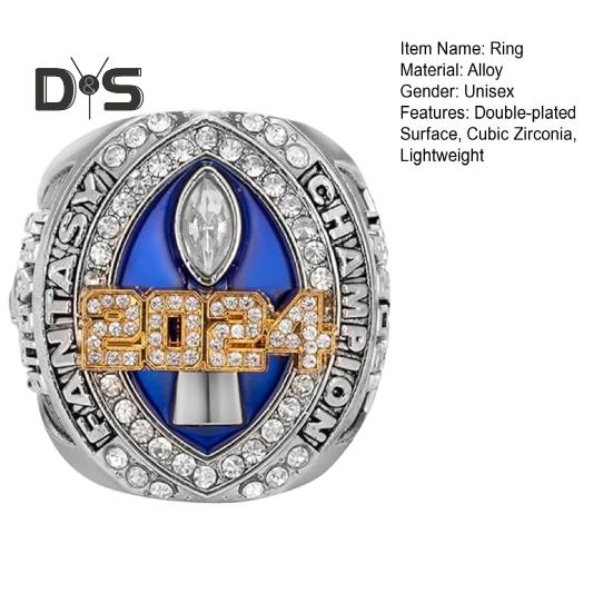 Fotballmesterskapsring Dobbeltbelagt overflate Cubic Zirconia Halskjede Armbånd Anheng Football League Winner Trophy Ring Award Ring