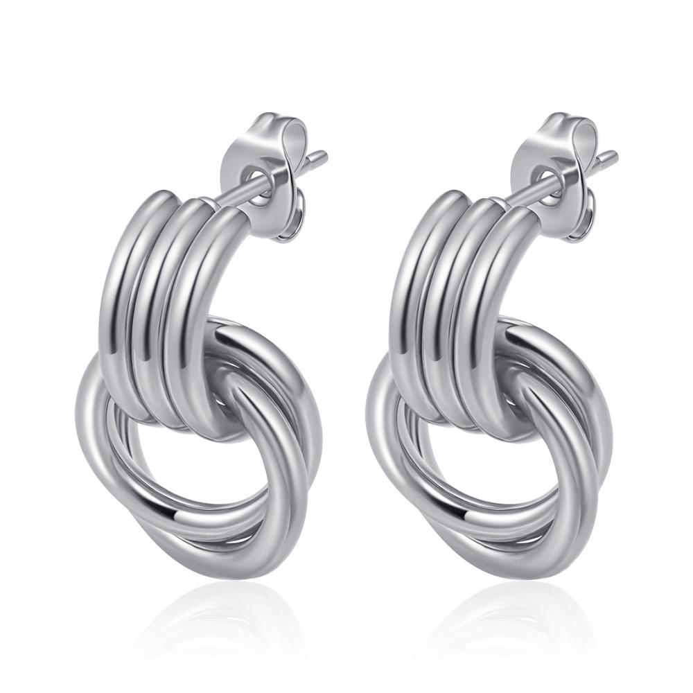 High-End Gold Stainless Steel Earrings for Women - Elegant Light Luxury Design