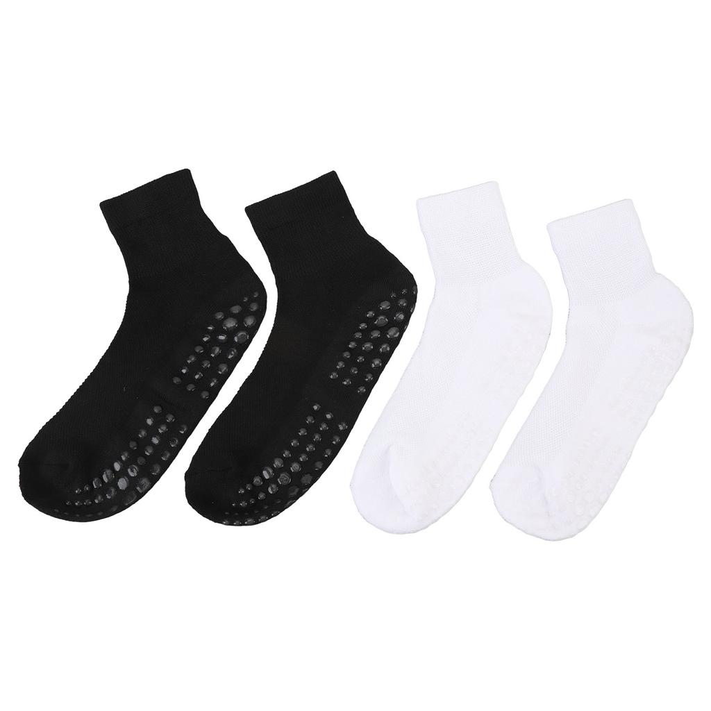 2 Pairs Wide Socks with Grips Men Women Non Binding Socks High Stretch Socks Black and White Large