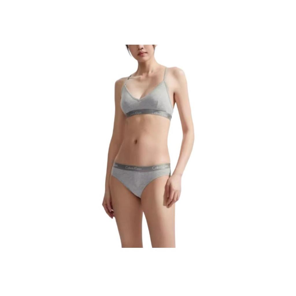 Calvin Klein Logo Jacquard Thin Triangle Cup Wireless Bra Women underwear Dark-Gray QP1668O-020