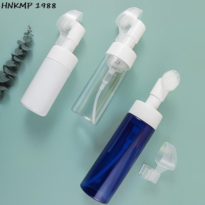 100/150/200ml Empty Froth Foaming Pump Bottle With Silicone Brush Head Plastic Face Cleaning Foam Bottles