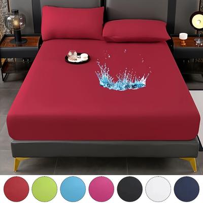 Safe Waterproof Mattress Protector Soft Comfortable Breathable Solid Color Fitted Bedding Cover No Pillowcases Included