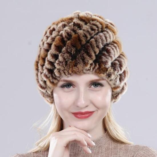 Hot Sale Russian Lady Natural Real Rex Rabbit Fur Hats Women Knitted Outdoor Rex Rabbit Fur Hat New Warm Real Fur Caps