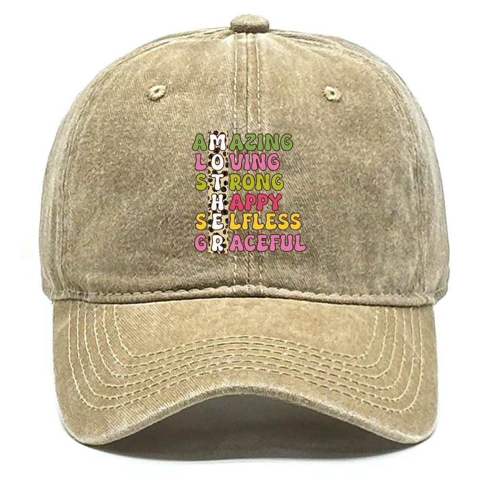 MOTHER" Print Snapback Sun Hat, Mother's Day Flat Cap Raw Brim Inelastic Sun Visor Adjustable Strap Adjustable Baseball Hat