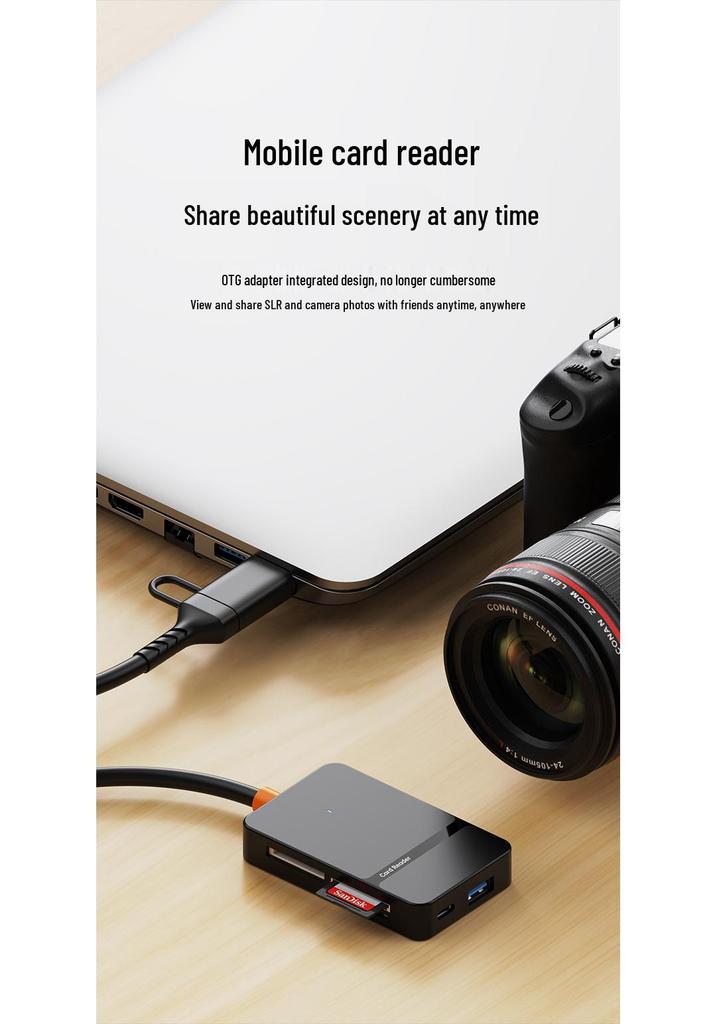 Apple-Compatible 8-in-1 USB 3.0 Dual-Head Type-C Card Reader & Expansion Dock