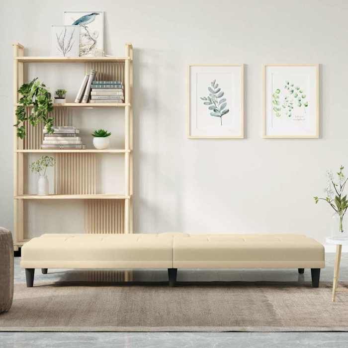 VidaXL Canapé-lit avec porte-gobelets crème tissu 351866