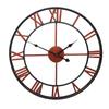 Nordic Retro Wrought Iron Wall Clock: Silent Round Roman Numerals for Living Room Decor
