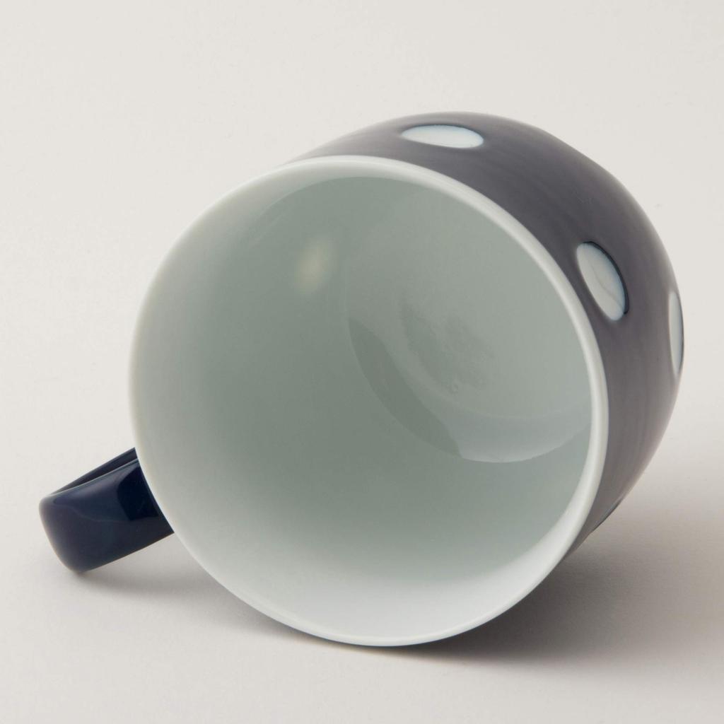 Nishikai Pottery Hasami Ware Polka Dot Nega 40509 "Essence" Nega-Posi Mug, (Blue),