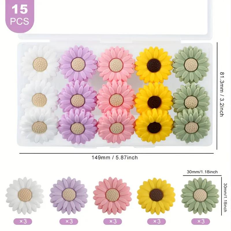 5/15PCS Multi-color Daisy Silicone Beads, 20mm, Suitable for DIY Pen Bead Bracelets, Necklaces, Keychain Accessories, Etc