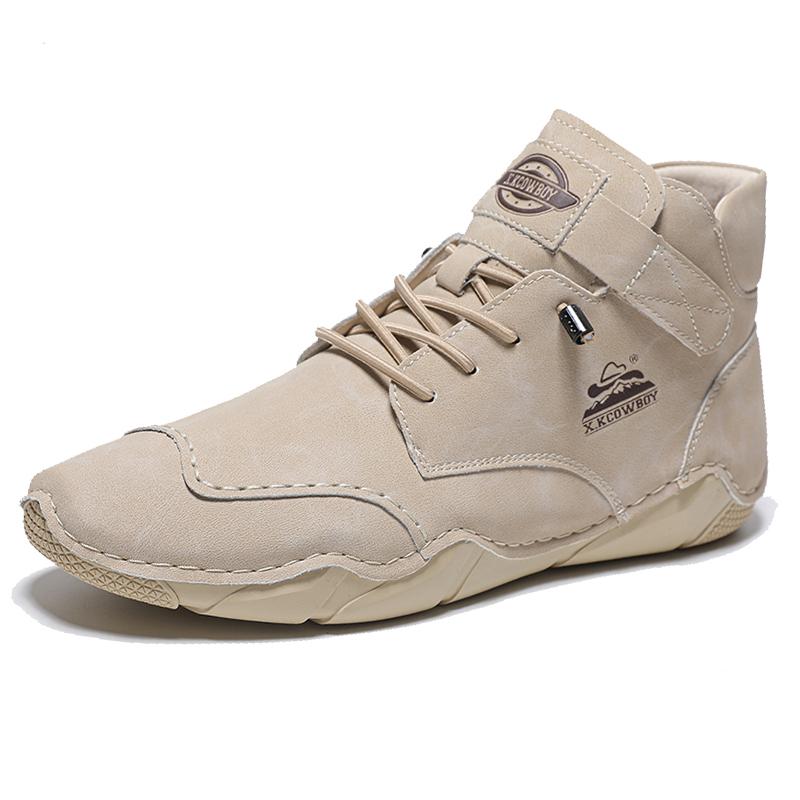 Ruční šití Dělená kožená obuv Muži Mokasíny Pohodlné kotníkové boty Pro muže Obuv pro volný čas Mokasíny Pánské ploché boty