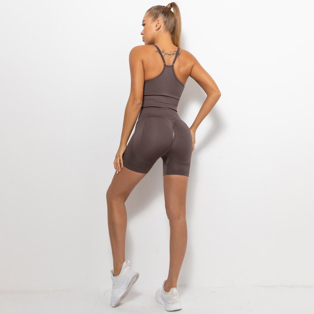 Peach Smiling Face Hip Yoga Shorts Yoga Clothes Fitness Bra Underwear Suit Women