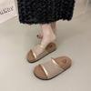 Fashion Shoes Women Slippers Summer Platform Pantofle Fretwork Heels Slides Soft 2025 Flat Round Toe Slippers Women Summer Female Shoes