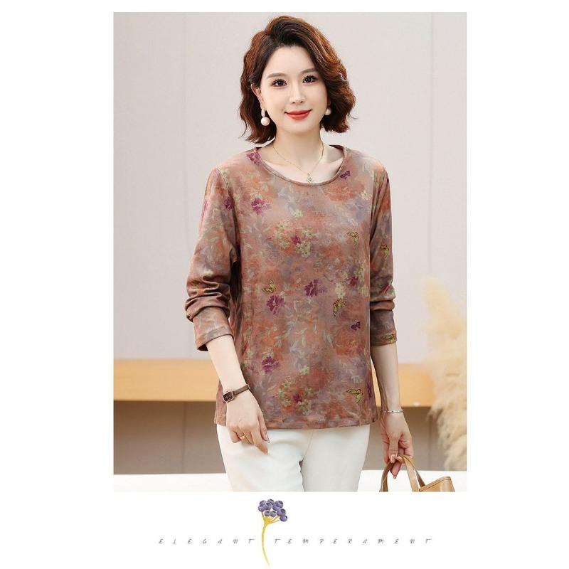 High Elastic German Velvet Spring and Autumn Long-sleeved Bottoming Middle-aged and Elderly
