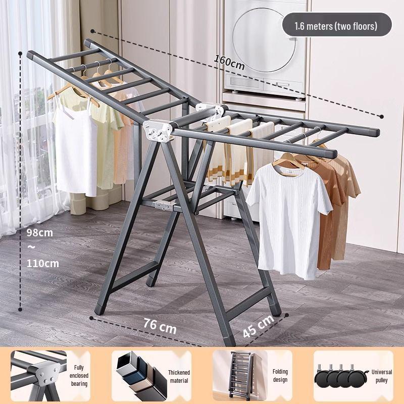 Indoor Foldable Clothes Drying Rack: Floor-Standing Design for Home, Balcony, Bedroom, Baby Clothes and Quilts