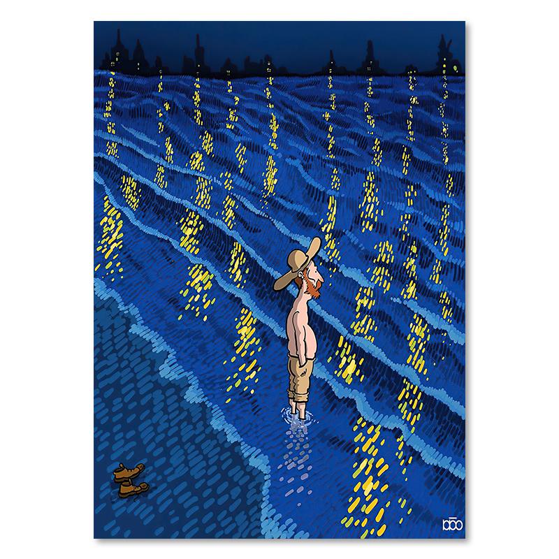 

Винтажная картина маслом, холст, картина Ван Гог, звездная ночь, постер, золотой цветок, эстетическая скандинавская настенная картина для домашнего декора 21x30cm No Framed