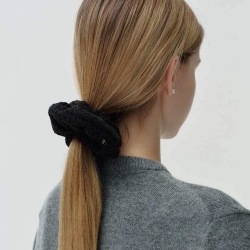 DEPOUND Glitter Tweed Scrunchie - Black