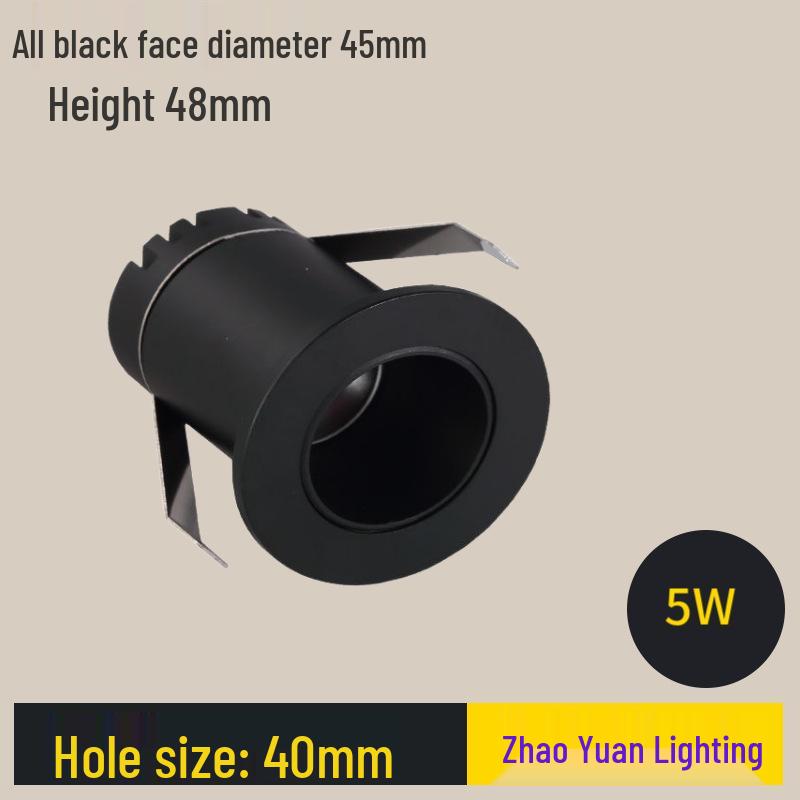 Mini Anti-Glare LED Cylinder Spotlight, 3cm Recessed Opening, 3W/5W, 40mm for Jewelry Display