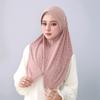 Fashion Floral Embroidery Cotton Instant Hijab For Muslim Women Headscarf Solid Head Wraps Inner Cap Bonnet Turban Bandana Eid