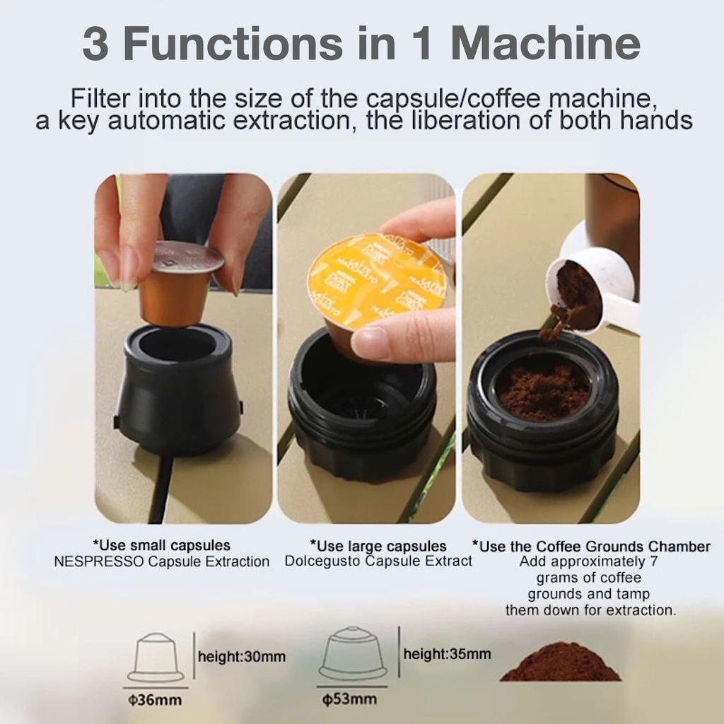 3-in-1 Wireless Portable Espresso Coffee Maker 15Bar Ground & Capsule Compatible Espresso Machine Hot & Cold Brew Coffee Machine