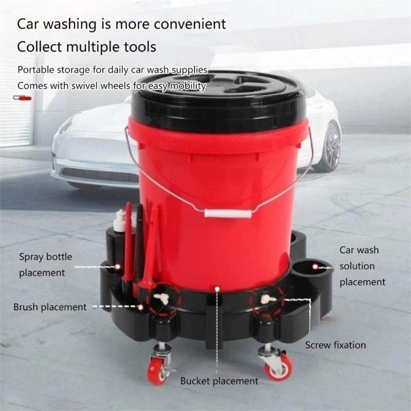 5 Gallon Professional Detailing Bucket Dollies Wash Bucket Dollies Detailing Wash Bucket 360 Degree Rotating Wheel Caste