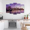 Five Piece Picture Canvas Print New York Brooklyn Bridge Purple