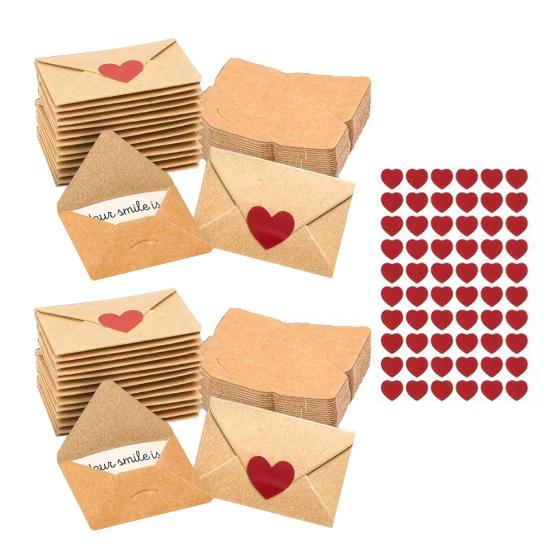 30/60 Stück Mini-Liebesbotschaften DIY Kleine Karten Herz-Aufkleber Liebesbotschaft mit Umschlägen Valentinstag Romantisch
