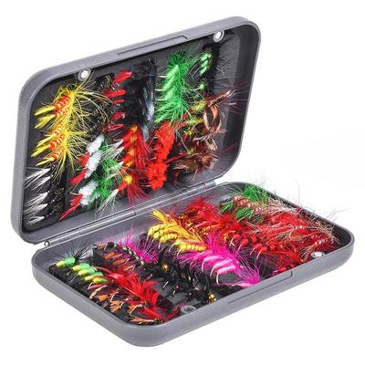 100 Stück Fliegenfischer-Fliegen-Köder-Set, 20 Farben, trocken/nass, Streamer, Nymphen, Köderhaken für Barsch, Lachs, Forelle, mit Fliegenetui