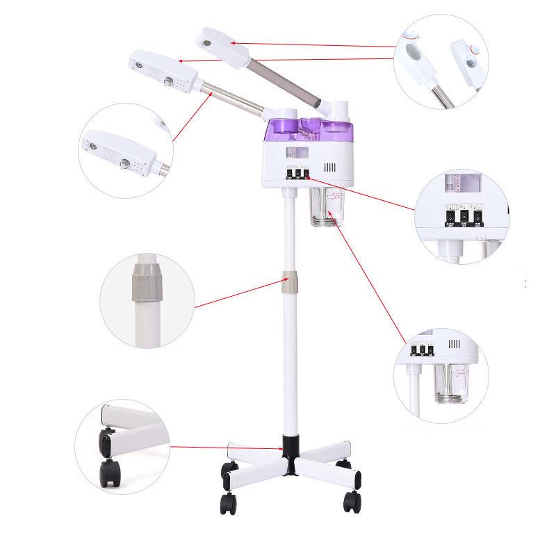 Doppelrohr Gesichtsbedampfer & Feuchtigkeitsspender: Kalt-/Heißnebel Sauerstoffinjektor für die häusliche Schönheitspflege.