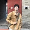 Men's 2025 Autumn Retro Embroidered Lapel Jacket - Loose Fit Workwear Design for Couples
