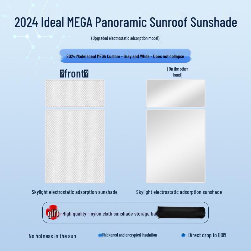 Ideal 24 MEGA Sunroof Electrostatic Sunshade: Heat Insulation & Privacy