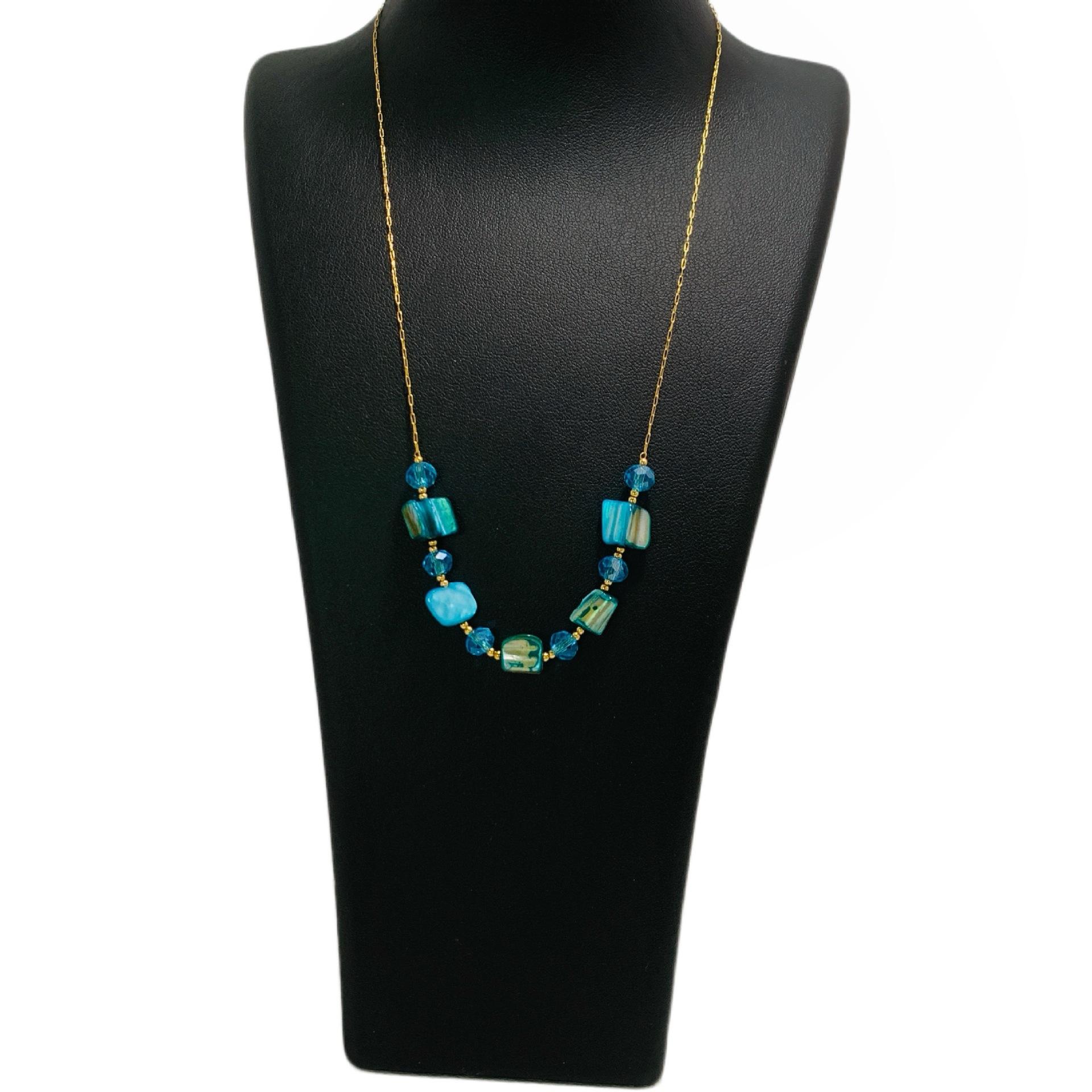 

Sweet And Cool Blue Shell Necklace Female Spice Girl Style Niche High-End Sense Simple Collarbone Chain Accessories Trendy Neck Chain