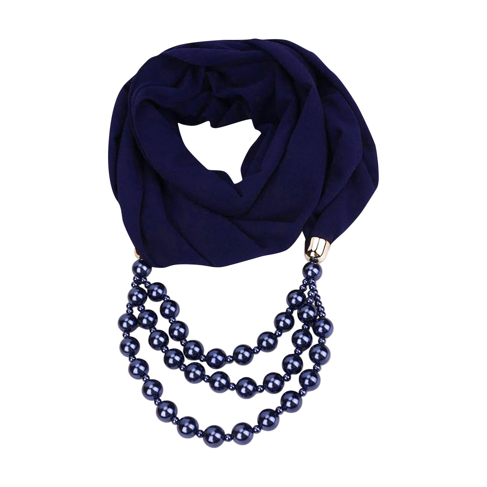 

Великолепные бусины, шарф с круглым кольцом, женские аксессуары для шарфов, ожерелье, этнический шарф тёмно-синий