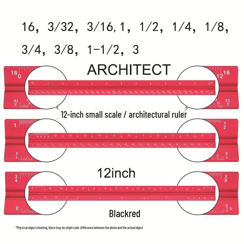 Aluminum Alloy Triangular Ruler with Laser Engraved Inch/Cm Scales for Architectural Drafting and Design