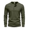 American Spring and Autumn Men's Outdoor Leisure Light Luxury Simple Commuting Henley Long Sleeve Bottoming Shirt