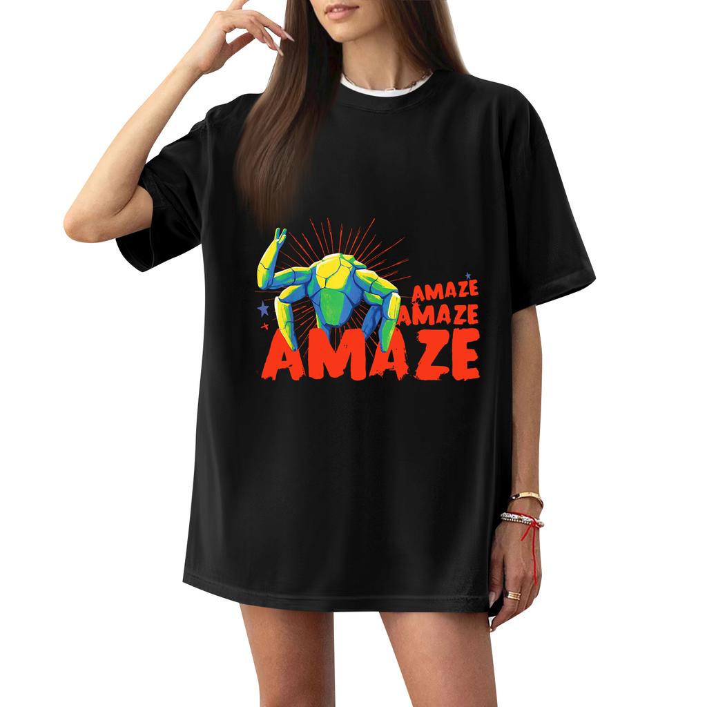 Women's Casual Printed T-Shirt Round Neck Pullover Short Sleeve Top