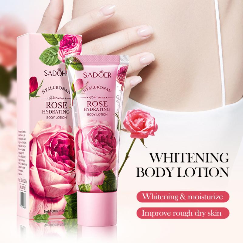 Rose Body Lotion SADOER Hyaluronic Acid Whitening Hydrating