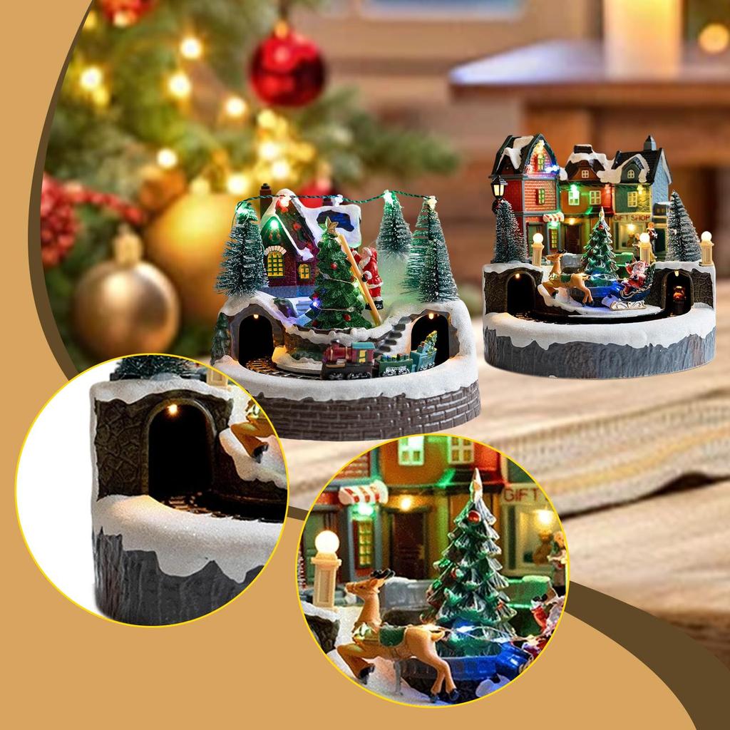 Christmas Lighted House Decor Desktop Xmas Decor LED Snow Castle Ornament Christmas Decoration for Festivals Mantel Shop Window