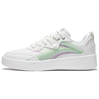 Li Ning Xuanxing Shock Absorbing Wear Resistant Low Top Skate Shoes Women Sneakers White Green AGCS086-3