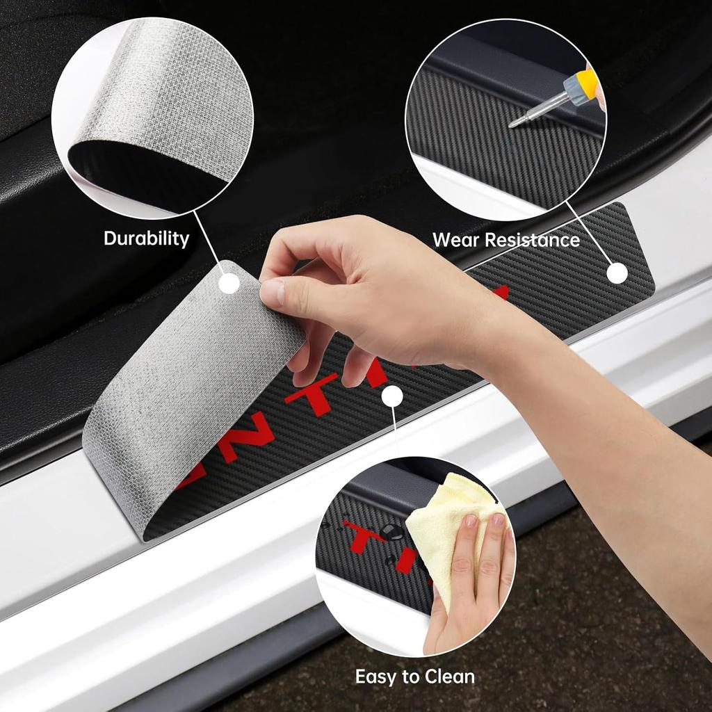 Car Door Sill Protector Compatible With Nissan Frontier Accessories, For Frontier Sill Scuff Plate Sticker Decoration